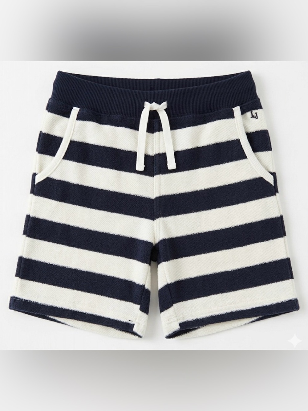 Janie & Jack | navy white french terry pull-on shorts | 3T